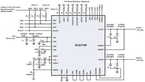 图1. ISL8274M常用应用电路图