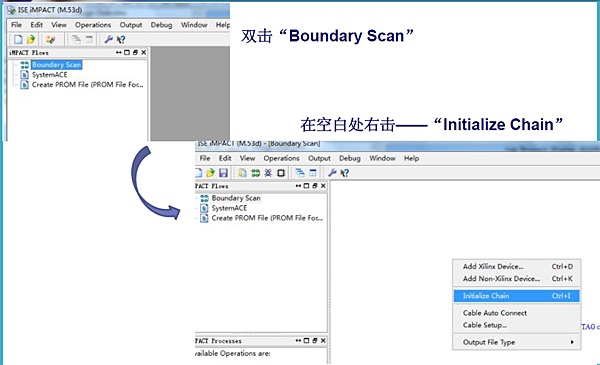 双击“Boundary Scan”，在空白处右击——“Initialize Chain”